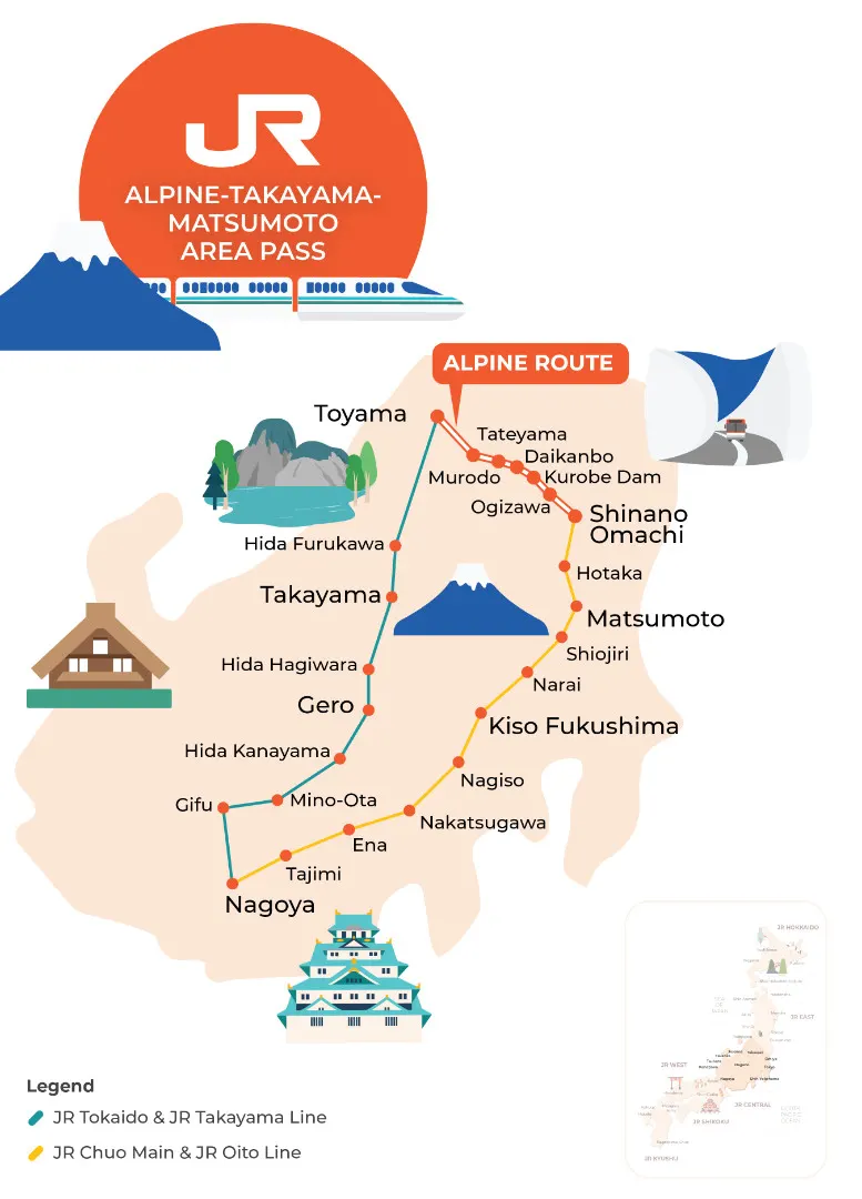 JR Alpine-Takayama-Matsumoto Area Pass - How to Use the JR Alpine-Takayama-Matsumoto Area Pass