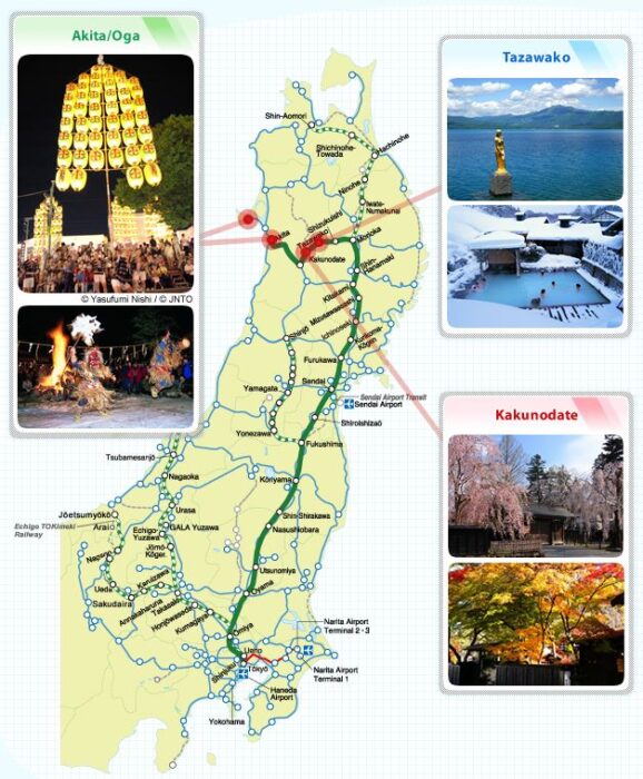 Akita Shinkansen Map