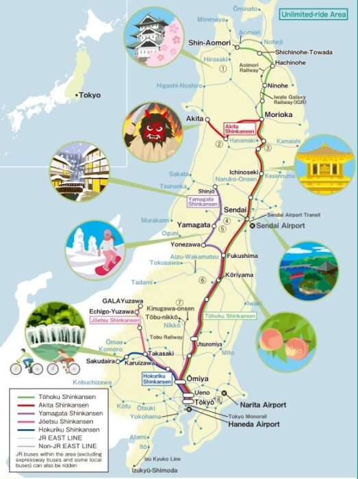 JR East Pass Tohoku Map
