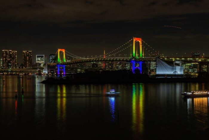 Rainbow bridge winter lights