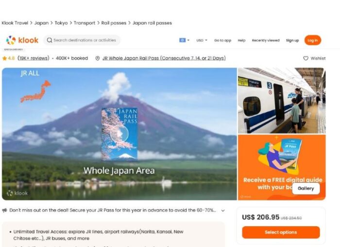 Buying A Japan Rail Pass From Klook