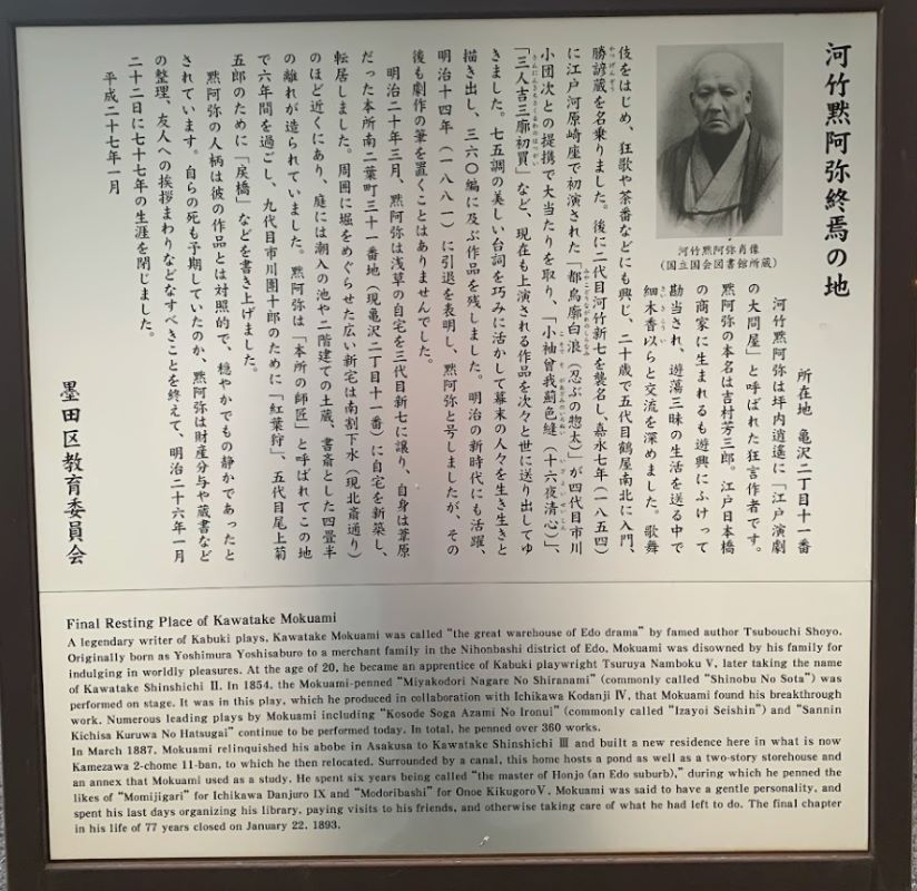 final resting place of Kawatake Mokuami